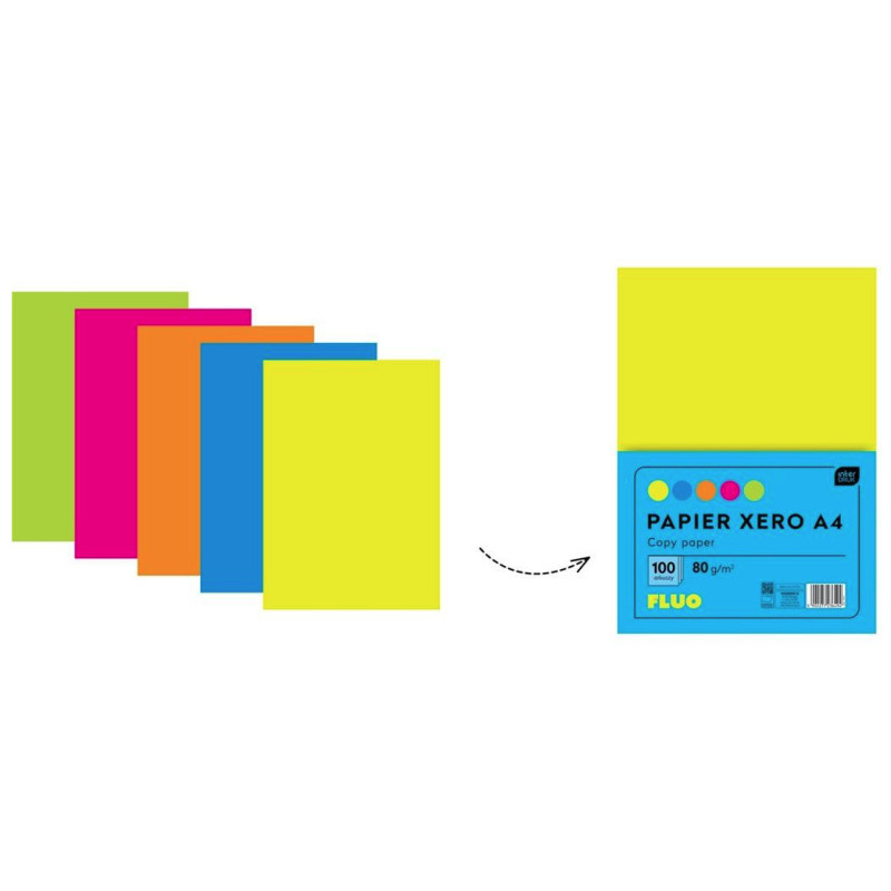 Papier ksero A4/80g/100szt mix kolorów Fluo Interdruk