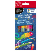 Kredki trójkątne dwustronne 12/24 kolory Kidea