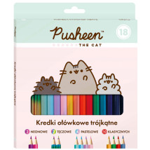 Kredki ołówkowe trójkątne 18 kolorów Pusheen