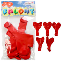 Balony serca czerwone 5 szt zestaw Aliga