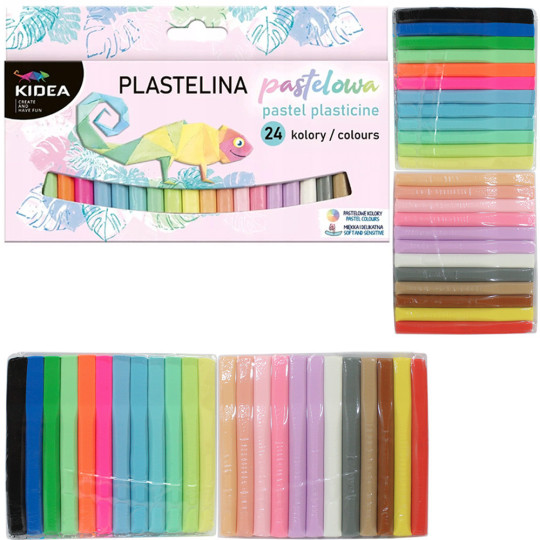 Plastelina szkolna pastelowa 24 kolory Kieda