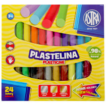 Plastelina szkolna 24 kolory Astra, klasyczna okrągła