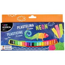 Plastelina szkolna 24 neonowe kolory Kidea