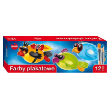 Farby plakatowe szkolne Mona 12 kolorów 20 ml