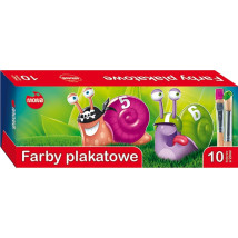 Farby plakatowe szkolne Mona 10 kolorów 20 ml