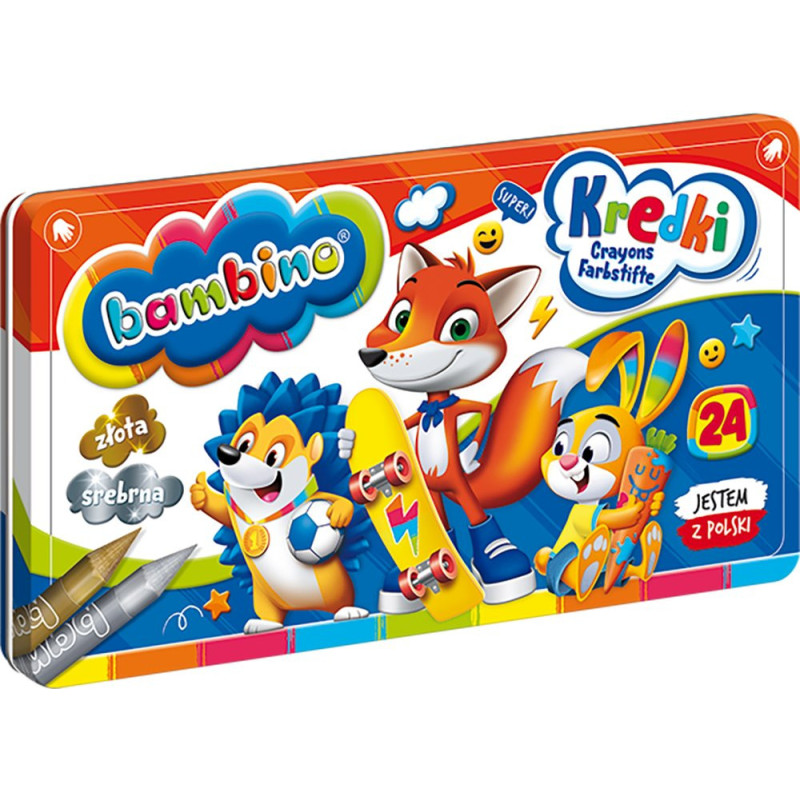 Kredki Bambino w pudełku metalowym 24 kolory