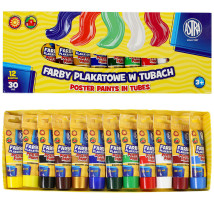 Farby plakatowe w tubach 12 kolorów 30 ml Astra