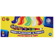Farby plakatowe w tubach 12 kolorów 30 ml Astra