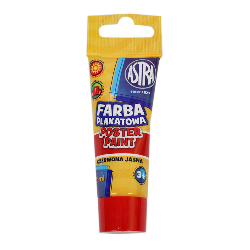 Farba plakatowa w tubce Astra czerwona jasna 30ml