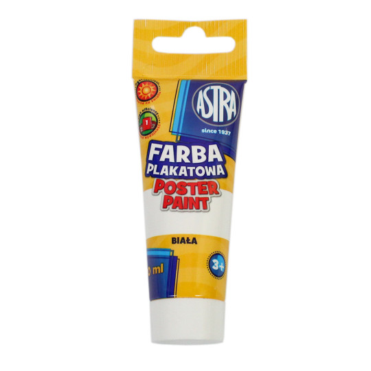 Farba plakatowa w tubce Astra biała 30ml