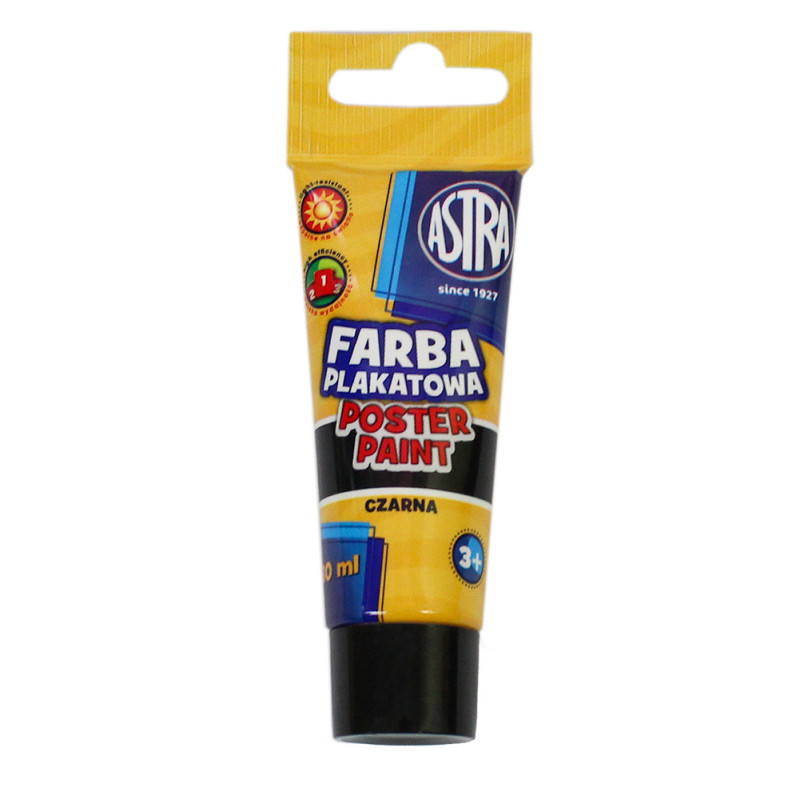 Farba plakatowa w tubce Astra czarna 30ml
