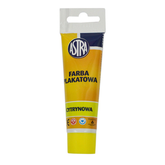 Farba plakatowa w tubce Astra cytrynowa 30ml