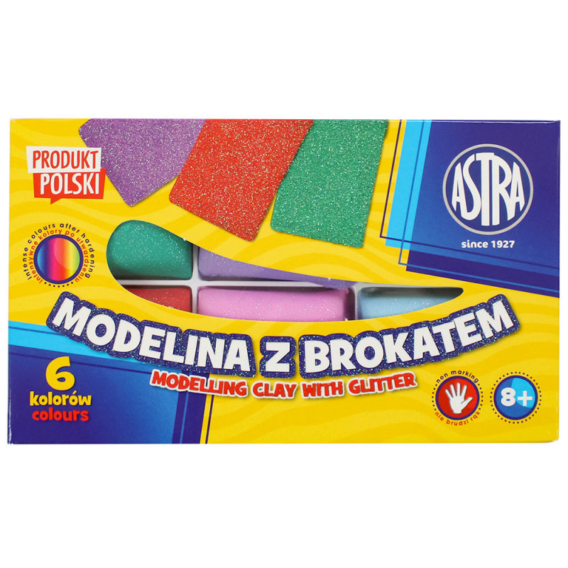 Modelina Astra z brokatem 6 kolorów
