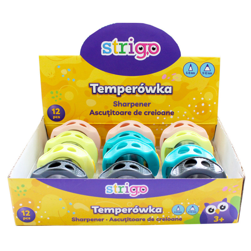 Temperówka podwójna z pojemnikiem pastelowa Strigo