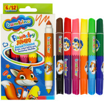 Flamastry dwustronne JUMBO Bambino 6/12 kolorów