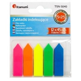 Zakładka indeksujące Titanum 5 kolorów 12 x 45mm