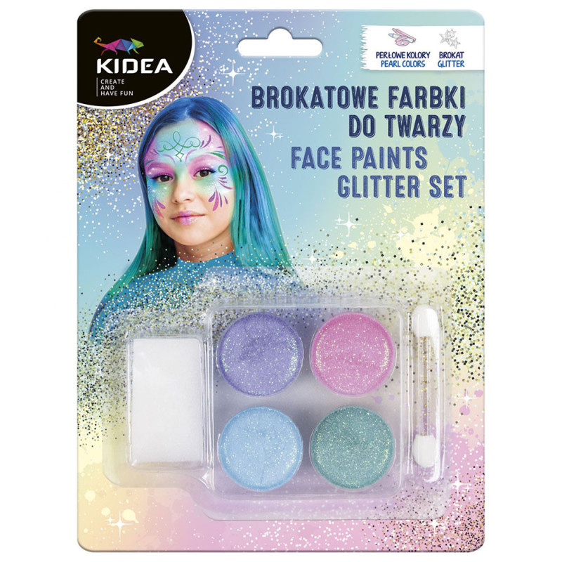 Farby do twarzy brokatowe Kidea 4 kolory