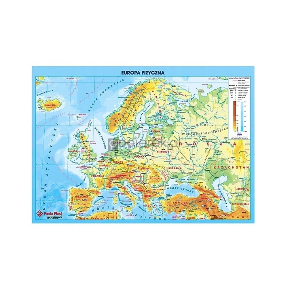 Dwustronna mapa Polityczna i Fizyczna Europy