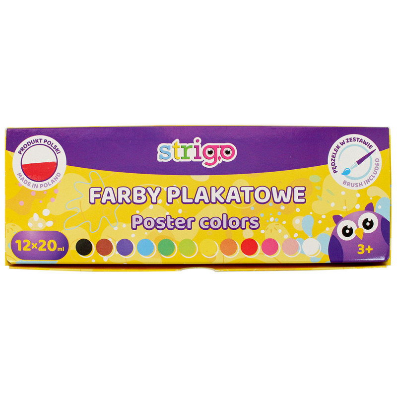Farby plakatowe Strigo 12 kolorów 20ml