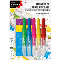 Markery do tkanin w sprayu z szablonami 5 kolorów Kidea