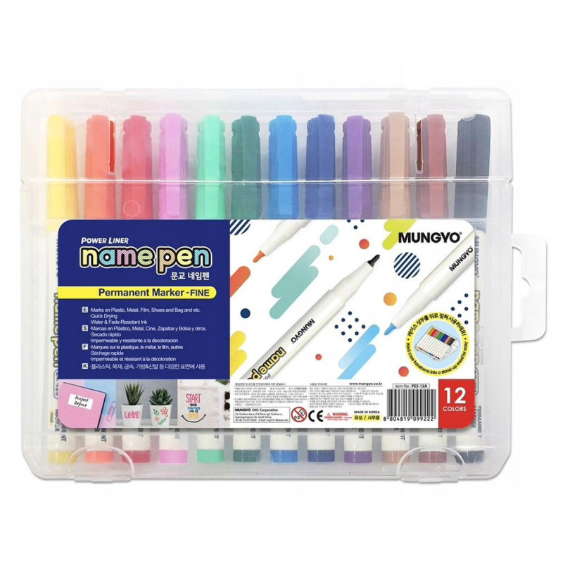 Markery permanentne 12 kolorów Mungyo