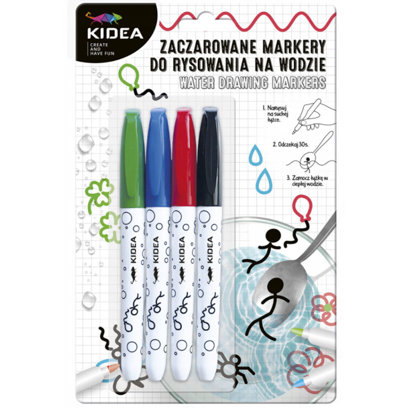 Zaczarowane markery do rysowania na wodzie 4 kol. Kidea