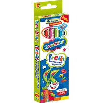 Kredki Bambino w oprawie drewnianej 6 kolorów + temperówka