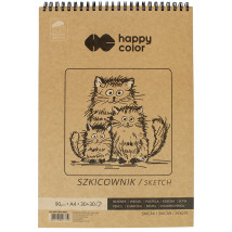 Szkicownik na spirali A4 30 + 30k Happy Color