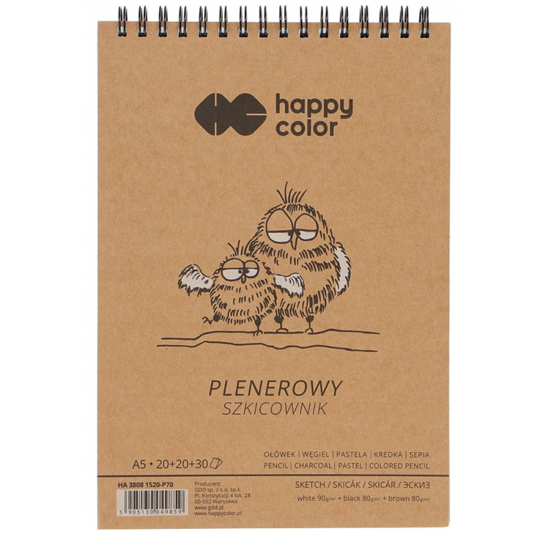 Szkicownik plenerowy na spirali A5/90g Happy Color
