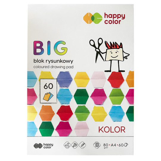 Blok rysunkowy kolorowy Happy Color BIG A4/60 arkuszy
