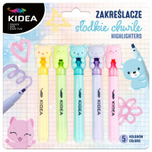 Zakreślacze słodkie chwile 5 kolorów Kidea