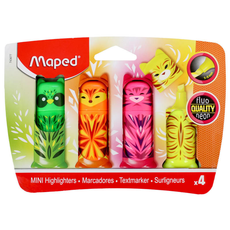 Zakreślacze Maped mini zwierzątka 4 szt.
