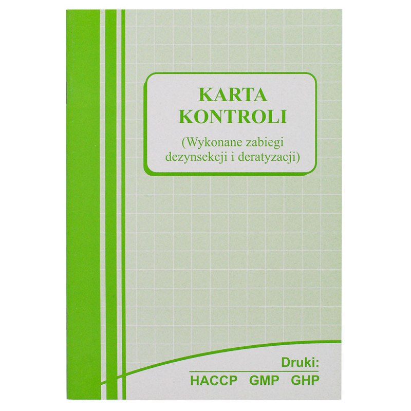 Karta kontroli wykonane zabiegi dezynsekcji i deratyzacji nr 616 HACCP