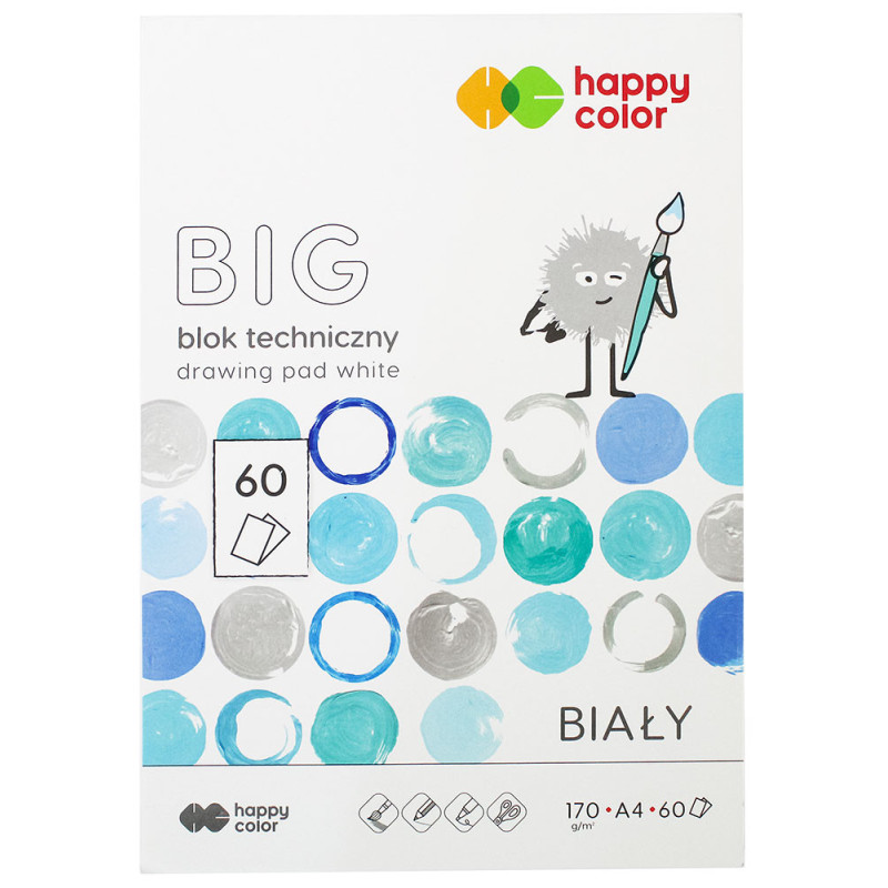 Blok techniczny biały BIG A4 60 ark. Happy Color