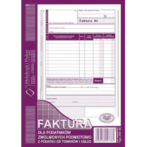 Druk Faktura VAT 202-3E A5 dla zwolnionych pionowa