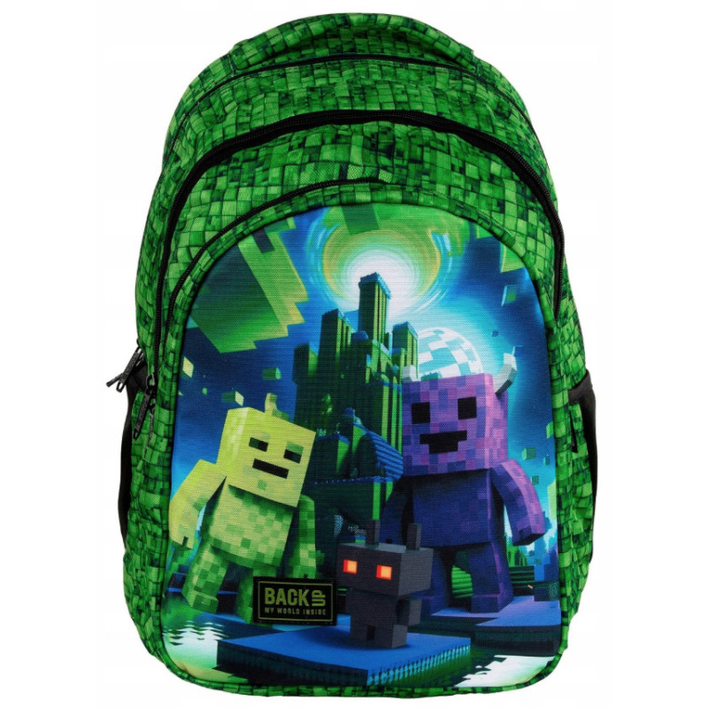 Plecak szkolny wielokomorowy BackUp Minecraft zielony