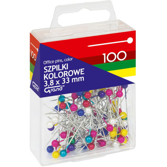 Szpilki KOLOROWE 33 mm 100 sztuk