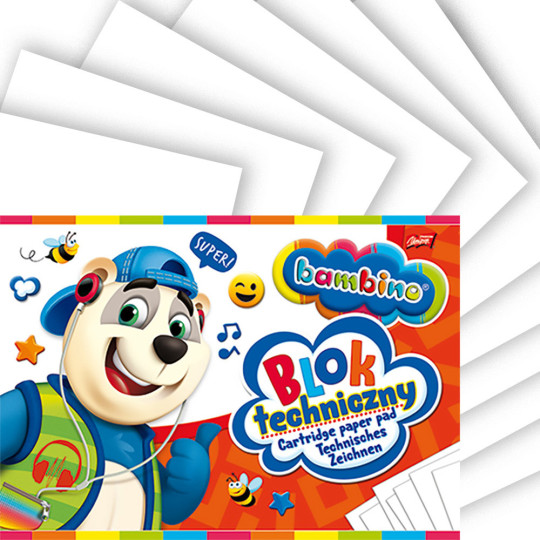 Blok techniczny biały Bambino A4 10k 190g