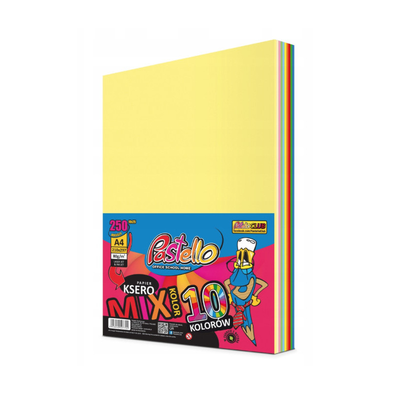 PAPIER KSERO A4 80G 250k 80g 10-kol. mix kolorów