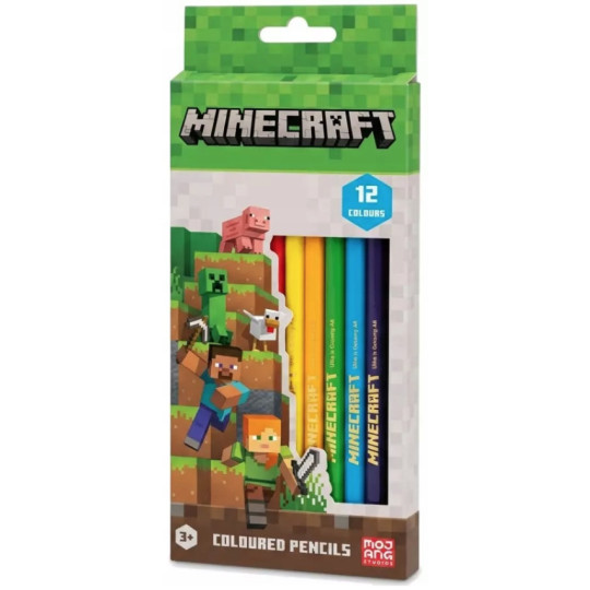 Kredki ołówkowe trójkątne MINECRAFT 12 kolorów