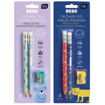 Ołówki do nauki pisania JUMBO 2 szt +temperówka Bebe Kids