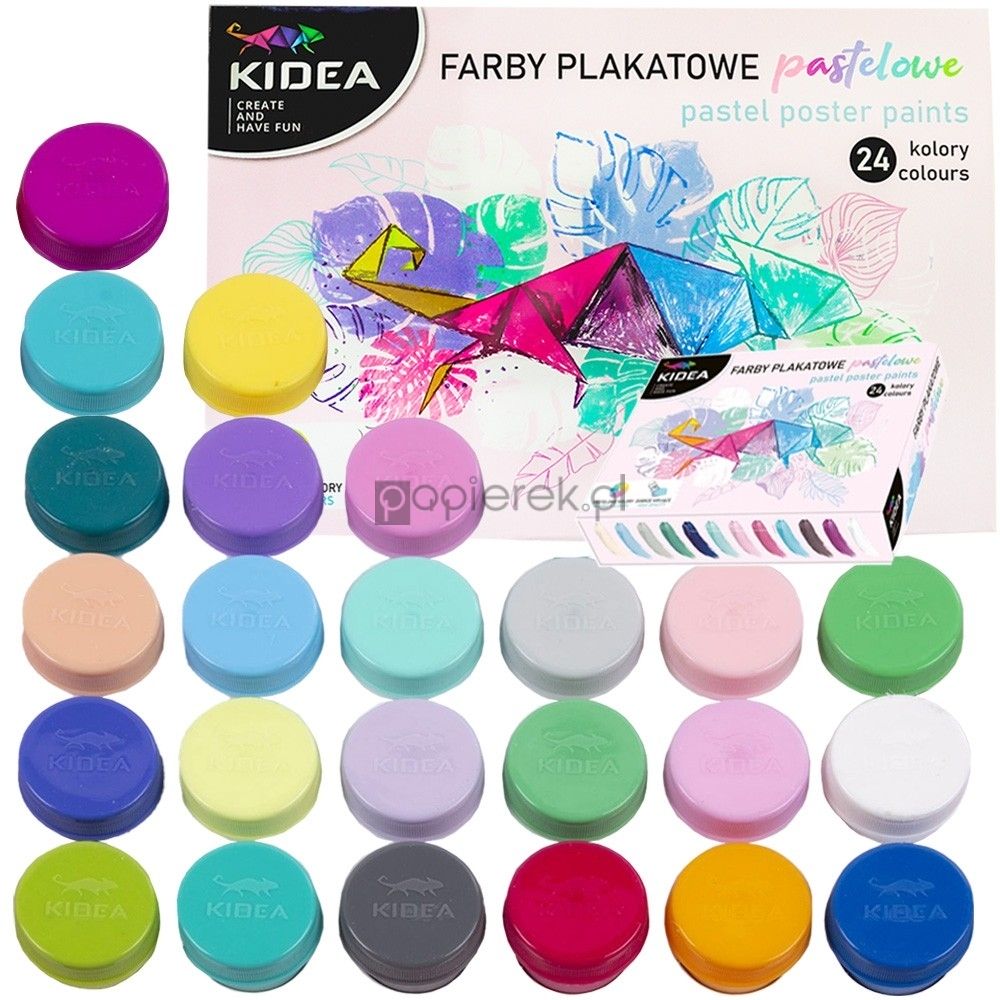 Farby plakatowe pastelowe 24 kolory Kidea