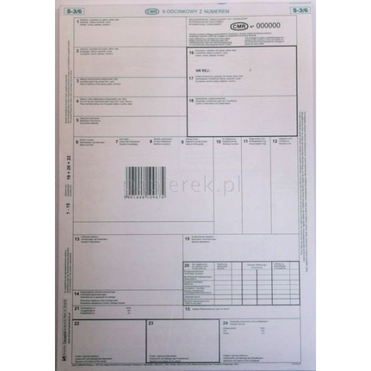 LIST PRZEWOZOWY CMR 6-ODC. NUMEROWANY