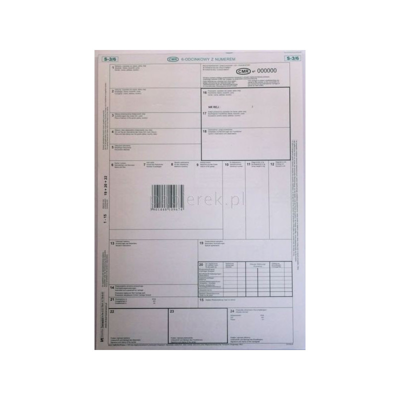 LIST PRZEWOZOWY CMR 6-ODC. NUMEROWANY