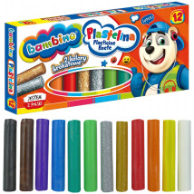 Plastelina bambino 12 kolorów 2 kolory brokatowe