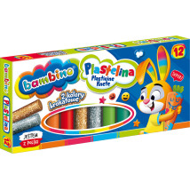 Plastelina bambino 12 kolorów 2 kolory brokatowe