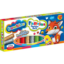 Plastelina bambino 12 kolorów 2 kolory brokatowe