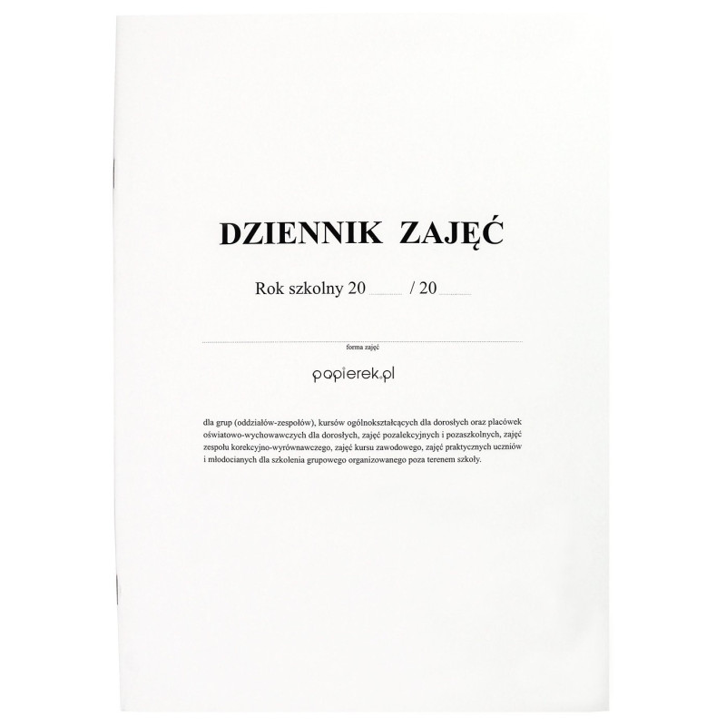 Dziennik zajęć pozalekcyjnych dodatkowych A4