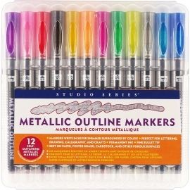 Markery akrylowe konturowe Metallic 12 kolorów 