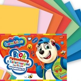 Blok rysunkowy A4 Bambino kolorowe kartki